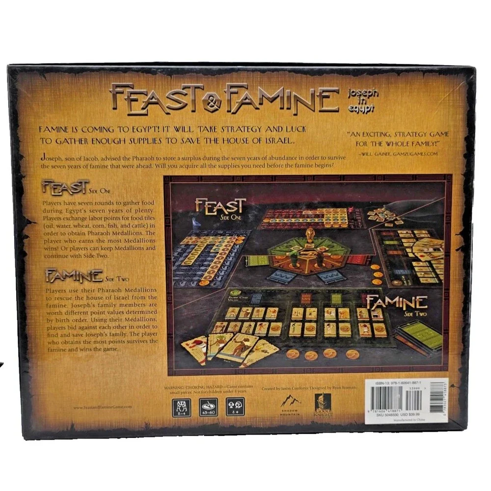 Feast or Famine Board Game Joseph in Egypt Family Biblical Game - Complete